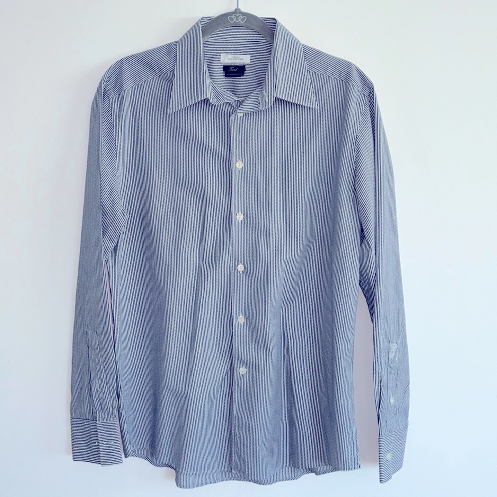 Versace Collection blue & white striped dress shirt. Size 41